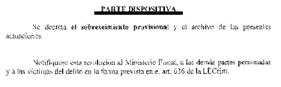 Extracto de la resolución judicial, con los datos identificativos ocultos
