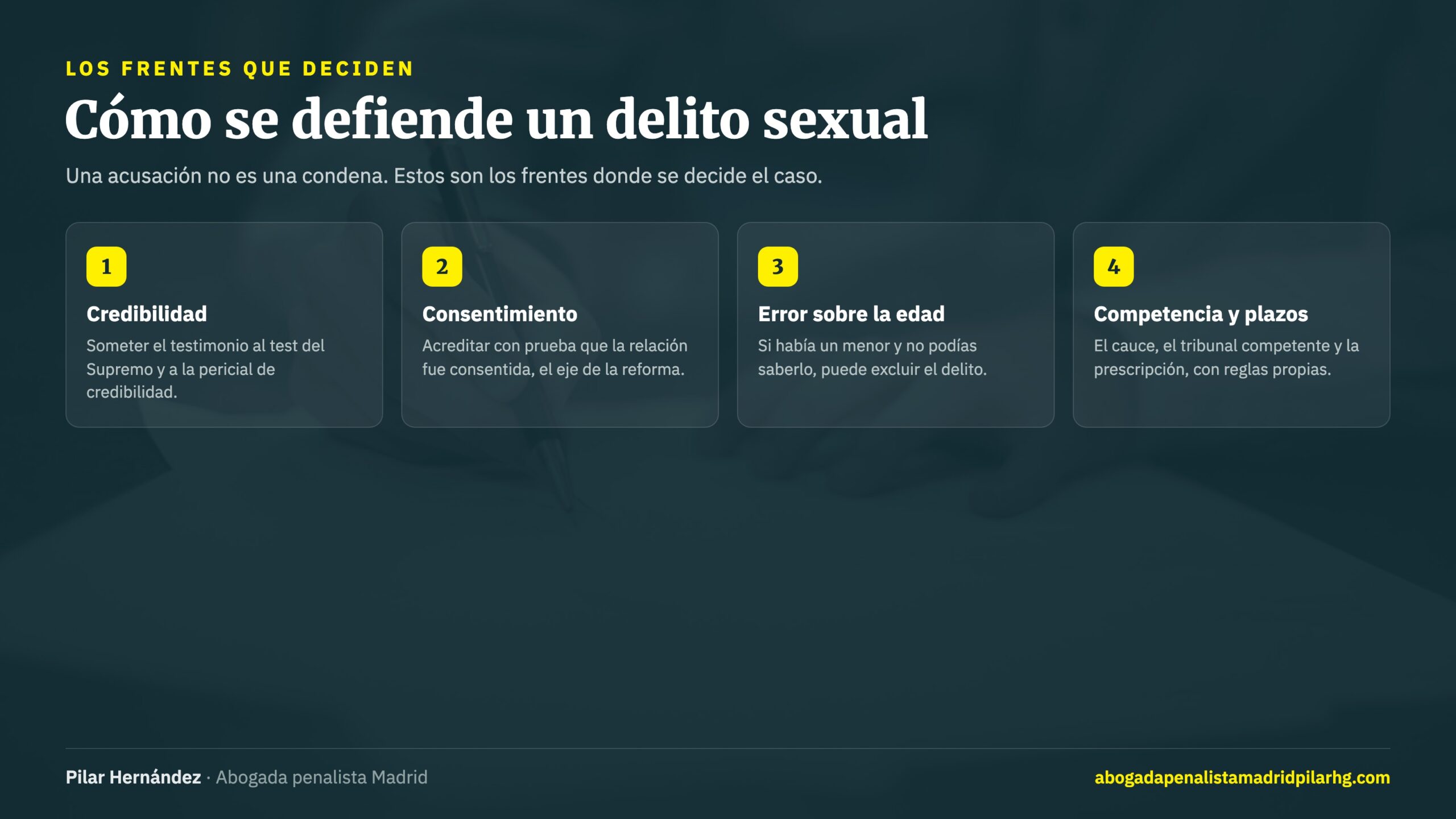 Los cuatro frentes de defensa de un delito sexual: credibilidad, consentimiento, error sobre la edad y cuestiones procesales