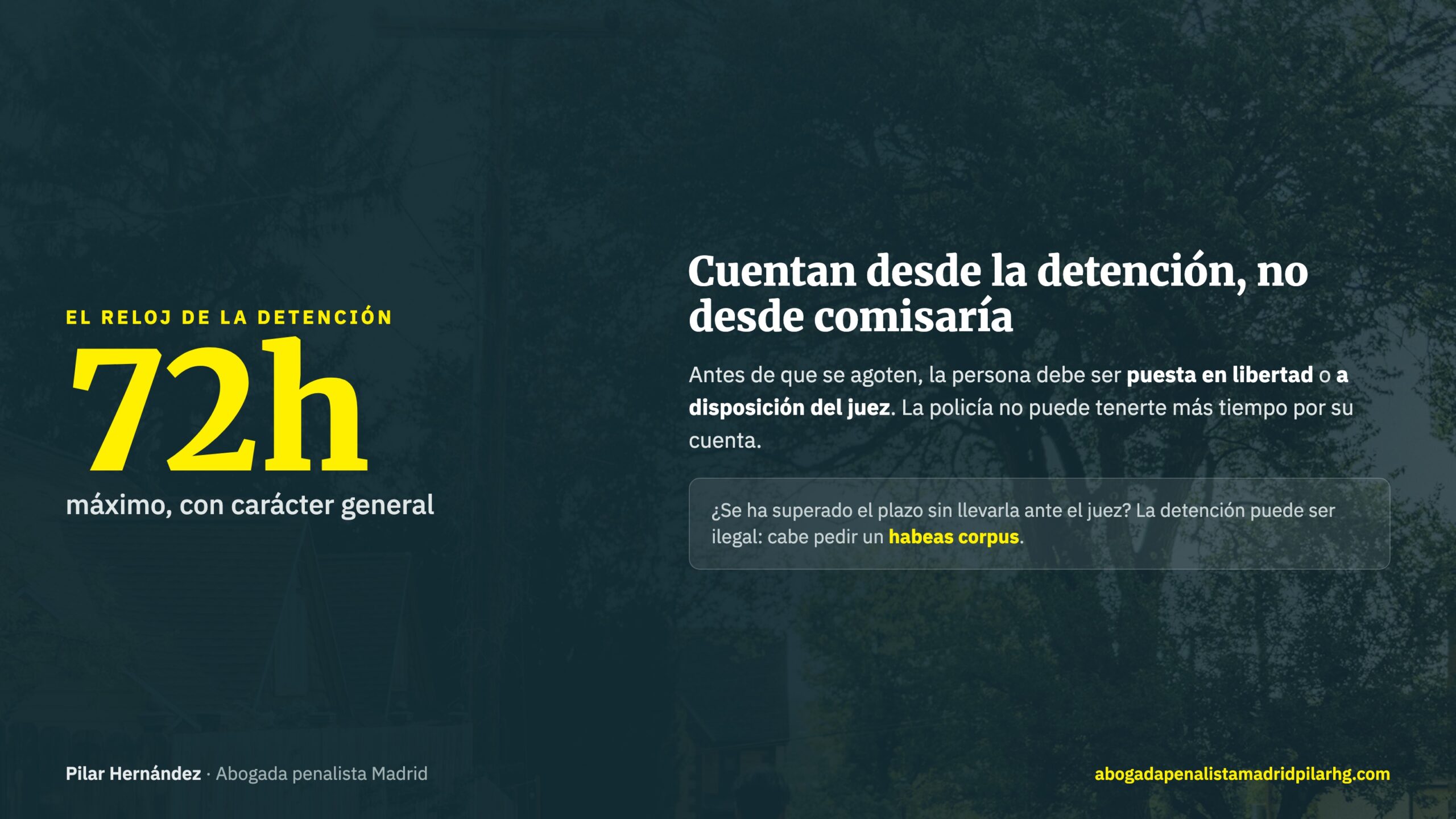 El plazo máximo de la detención preventiva es de 72 horas desde el momento de la detención